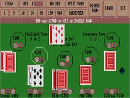 In game image of Blackjack Academy on the Commodore Amiga.
