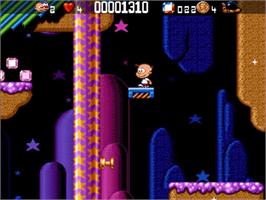 In game image of Bubble and Squeak on the Commodore Amiga.