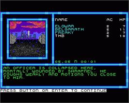 In game image of Buck Rogers: Countdown to Doomsday on the Commodore Amiga.