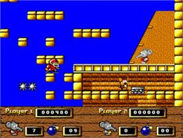 In game image of CJ in the USA on the Commodore Amiga.