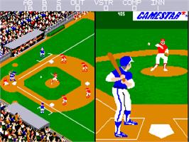 In game image of Championship Baseball on the Commodore Amiga.