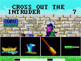 In game image of Cross Out The Intruder on the Commodore Amiga.