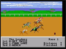 In game image of Daily Double Horse Racing on the Commodore Amiga.