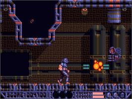 In game image of Deep Core on the Commodore Amiga.