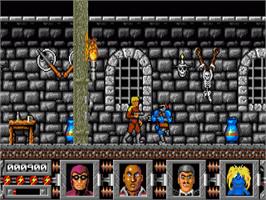 In game image of Defenders of the Earth on the Commodore Amiga.