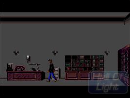 In game image of Dylan Dog: Through the Looking Glass on the Commodore Amiga.