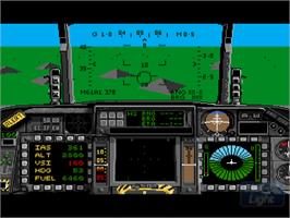 In game image of F-16 Combat Pilot on the Commodore Amiga.