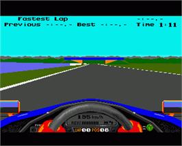 In game image of F1-racer on the Commodore Amiga.