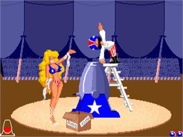 In game image of Fiendish Freddy's Big Top O' Fun on the Commodore Amiga.