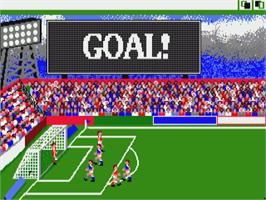 In game image of Football Manager on the Commodore Amiga.