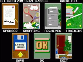 In game image of G.P. Tennis Manager on the Commodore Amiga.