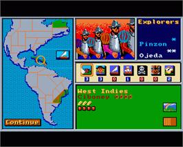 In game image of Gold of the Americas: The Conquest of the New World on the Commodore Amiga.