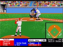 In game image of HardBall on the Commodore Amiga.