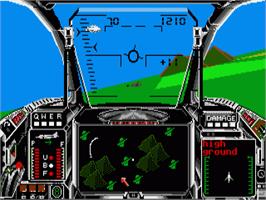 In game image of Harrier Combat Simulator on the Commodore Amiga.