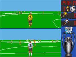 In game image of I Play - 3-d Soccer on the Commodore Amiga.