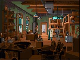 In game image of Indiana Jones and the Fate of Atlantis: A Graphic Adventure on the Commodore Amiga.