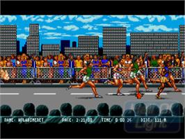 In game image of International Sports Challenge on the Commodore Amiga.