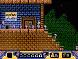 In game image of Krusty's Fun House on the Commodore Amiga.