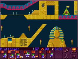In game image of Lemmings 2: The Tribes on the Commodore Amiga.