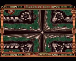 In game image of Lords Of War on the Commodore Amiga.