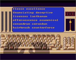In game image of Mavis Beacon Teaches Typing! on the Commodore Amiga.