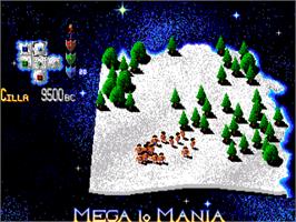 In game image of Mega Lo Mania on the Commodore Amiga.