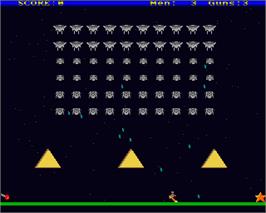 In game image of Mr Wobbly Leg Versus The Invaders From Space on the Commodore Amiga.