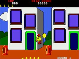 In game image of Pac-land on the Commodore Amiga.