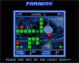 In game image of Paradox on the Commodore Amiga.