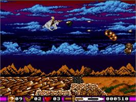 In game image of Pegasus on the Commodore Amiga.