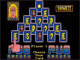 In game image of Pub Trivia Simulator on the Commodore Amiga.