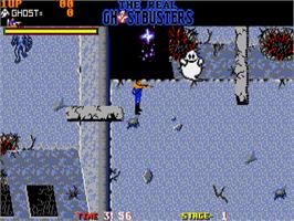 In game image of Real Ghostbusters, The on the Commodore Amiga.