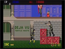 In game image of Shinobi on the Commodore Amiga.