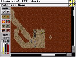 In game image of Sim Ant: The Electronic Ant Colony on the Commodore Amiga.