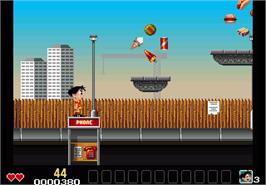 In game image of Soccer Kid on the Commodore Amiga.