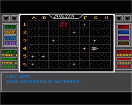 In game image of Space Conquest: A Galactic Odyssey on the Commodore Amiga.