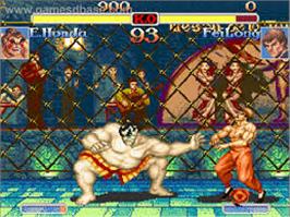 In game image of Super Street Fighter II Turbo on the Commodore Amiga.