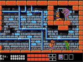 In game image of Teenage Mutant Ninja Turtles on the Commodore Amiga.
