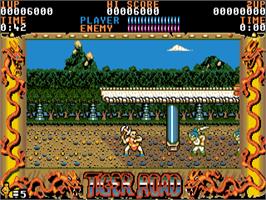 In game image of Tiger Road on the Commodore Amiga.