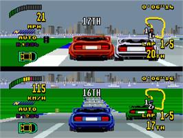 In game image of Top Gear 2 on the Commodore Amiga.