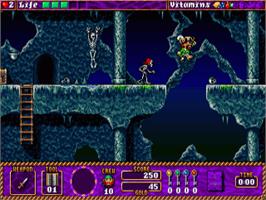In game image of Traps 'n' Treasures on the Commodore Amiga.