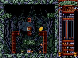 In game image of Troddlers on the Commodore Amiga.