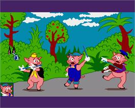 In game image of Trois Petits Cochons S'amusent, Les on the Commodore Amiga.