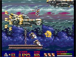 In game image of Turrican 3 on the Commodore Amiga.
