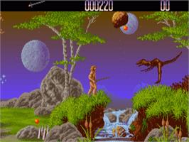 In game image of Unreal on the Commodore Amiga.