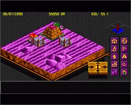 In game image of Utopia - The New Worlds on the Commodore Amiga.