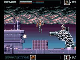 In game image of Wolfchild on the Commodore Amiga.