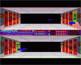 In game image of Zero Gravity on the Commodore Amiga.