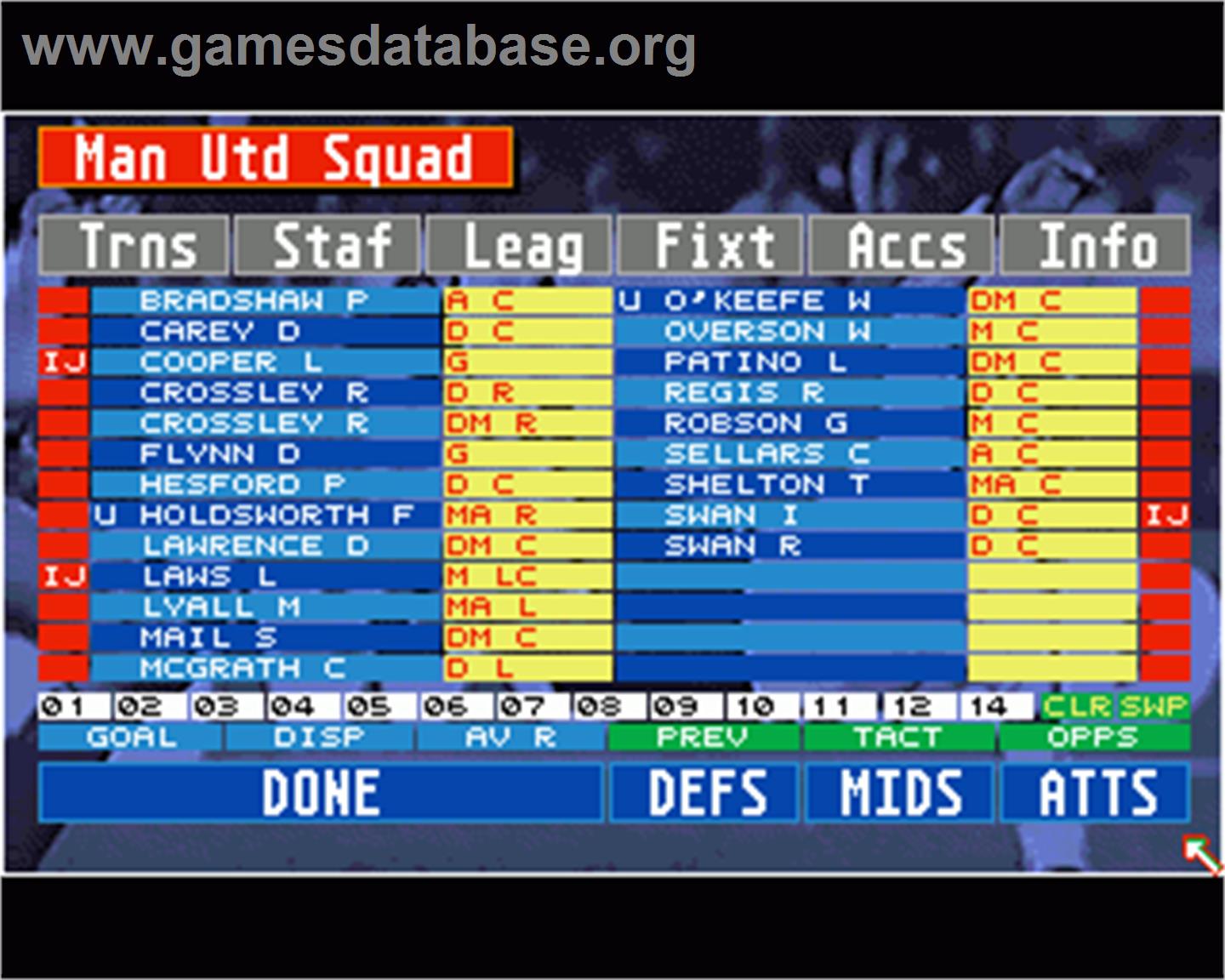 Championship Manager: End of Season Edition - Commodore Amiga - Artwork - In Game