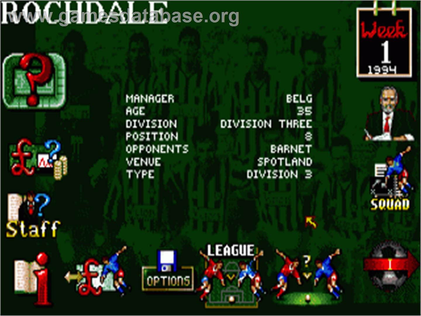Club Football - The Manager - Commodore Amiga - Artwork - In Game